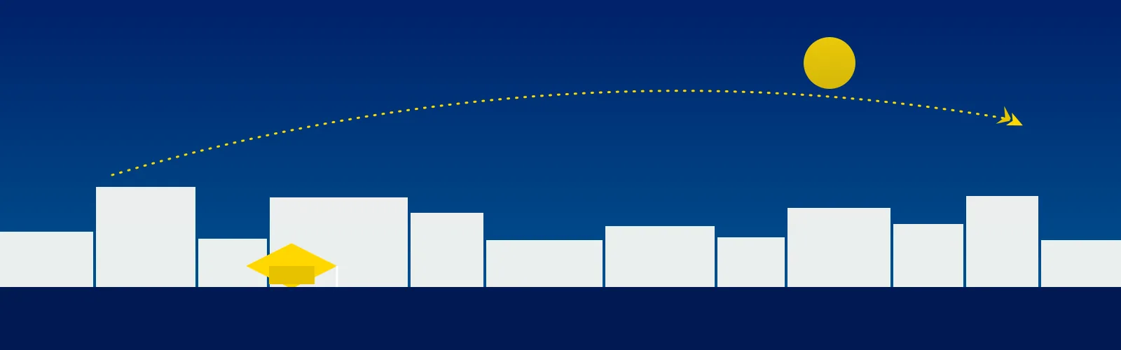 Cokonet Overseas brand banner illustration with a city skyline and flight path
