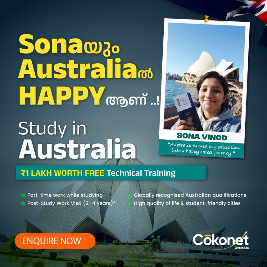 Sona Vinod, a Cokonet Overseas student, studying in Australia
