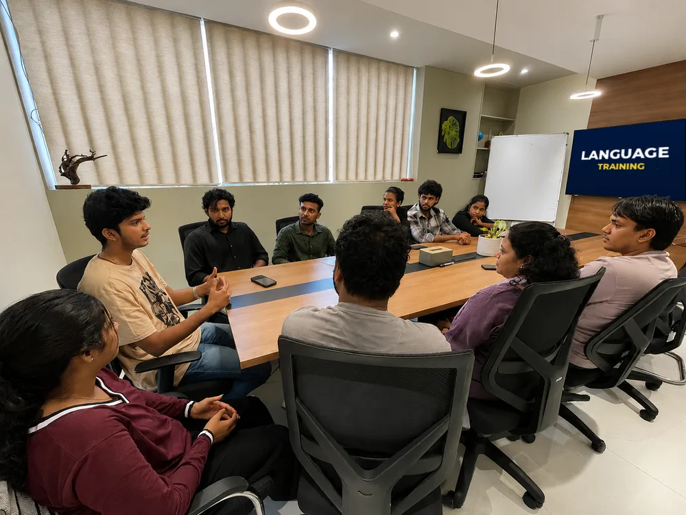 A live French batch in a speaking round at the Cokonet centre