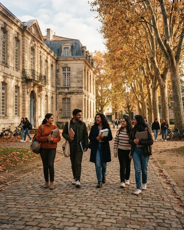 South Indian students on a French university campus