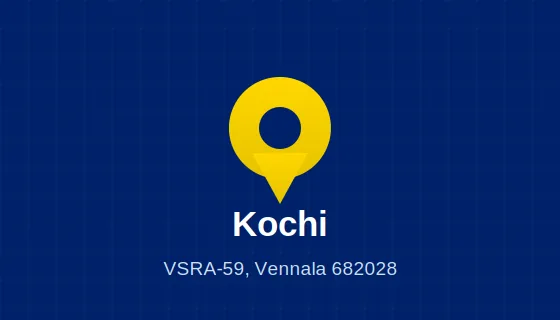 Map pin graphic marking the Cokonet Overseas Kochi branch office at Vennala, Ernakulam