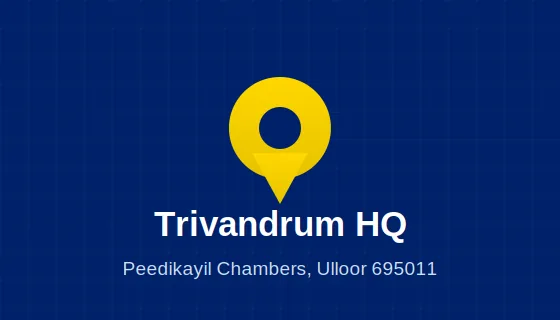 Map pin graphic marking the Cokonet Overseas Trivandrum head office at Peedikayil Chambers, Ulloor