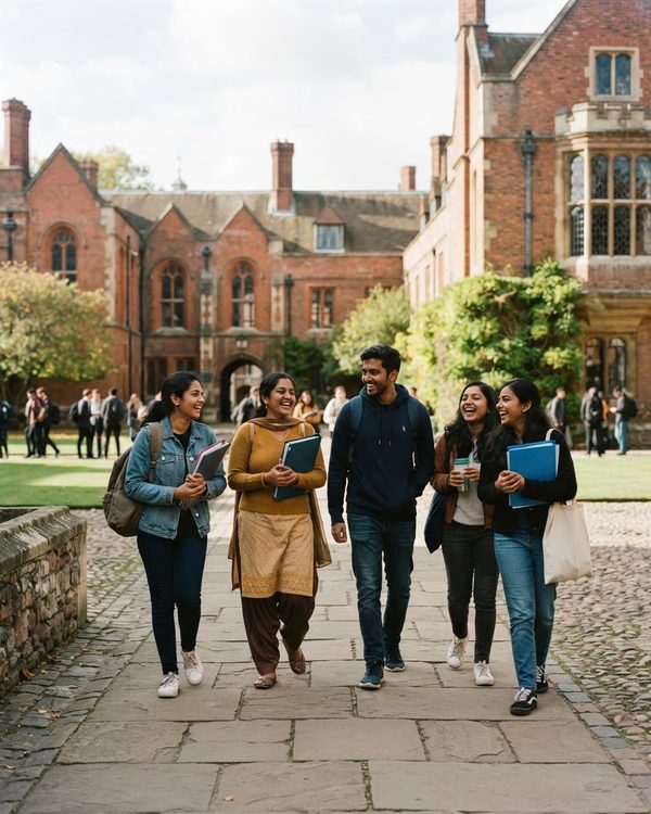 South Indian students on a UK university campus