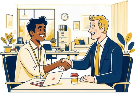Graduate accepting a job offer in a UK office